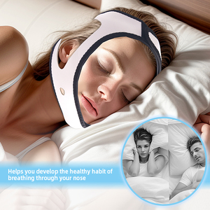 白い三角形のいびき防止ガード調整可能ないびきストッパージョーベルト男性用あごストラップ - Product Image 2