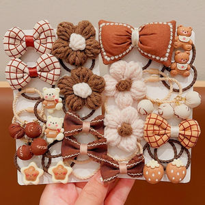 <span class=keywords><strong>PL</strong></span> 10 Uds Simple Milk Tea Color Scrunchies cuerda para el cabello dibujos animados lindos juegos de pinzas para el cabello Cola de Caballo alta círculo para mujer - Product Image 3