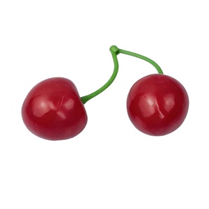 6cm Double Headed Cherry Model Eco-Friendly Plastic Faux Food Display Decoration Business Gift Red DIY Green Handle Kitchen - Product Image 1