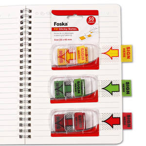 Foska Papeterie et Fournitures Scolaires 3 Couleurs Transparent PET Film Flèche Étiquettes Signe Ici Onglets pour Facile Notaire Livre Annotations - Product Image 1