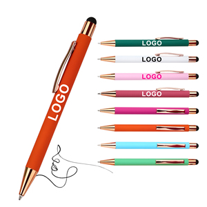 2-in-1 Screen Stylus Mobile Phone Metal Aluminum Ballpoint <b>Pen</b> Wholesale Customized Logo Personal Advertise for School Gifts - Product Image 1