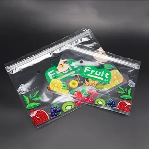 LOGO PRINTING Fruits Grapes Vegetables Packaging Bags Plastic Reclosable With Vent Holes Zipper Vented Proudce Bag