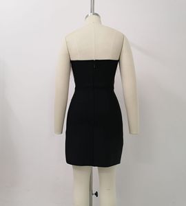 Robes de soirée mini moulantes à fente, sans bretelles, ornées de cristaux, extensibles, pour femmes - Tendance - Product Image 5