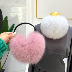 أغطية أذن نسائية أنيقة من فرو الثعلب والراكون الحقيقي، واقي أذن شتوي دافئ، غطاء أذن من فرو الثعلب الفضي - Product Image 2