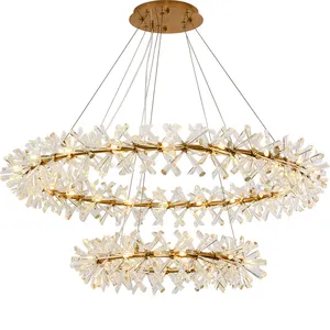 China factory direct sale crystal circle chandeliers pendant lights modern LED decorative chandelier crystal hanging lamp