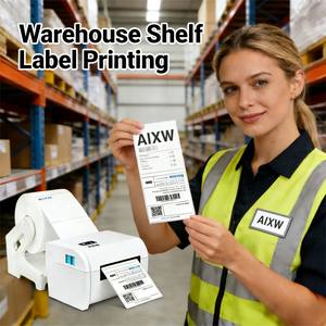 AIXW 203DPI Imprimante de codes-barres thermique Étiquette autocollante UPC <span class=keywords><strong>EAN</strong></span> Code128 <span class=keywords><strong>ISBN</strong></span> ISSN QR Code 4 pouces max USB/WiFi Garantie de 2 ans - Product Image 2
