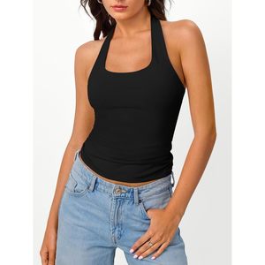 Halter Crop Top Femme Bodycon Dos Nu Tricoté Sans Manches Style Y2K Tenue Décontractée - Product Image 2