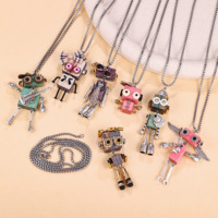 HOVANCI Rétro et Mode Punk Style Industriel Fait Main Robot en Bois Cadeau Convient Pendentif Collier