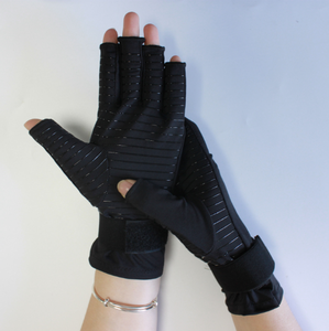 Sarung Tangan Kompresi untuk Arthritis dengan Kandungan Tembaga Tinggi dan Tali Pergelangan Tangan yang Dapat Disesuaikan, Sarung Tangan Tanpa Jari untuk Olahraga bagi Penderita Arthritis - Product Image 3
