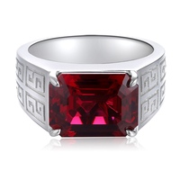 Prix usine Lustre Jewelry5ct Ovale carré 925 Argent Mens Royal Red Lab Créé Rubis Anneau