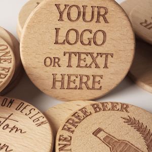 เหรียญไม้พิมพ์ลายโลโก้แบบกำหนดเองสำหรับบาร์ ร้านอาหาร ร้านกาแฟ - Product Image 4