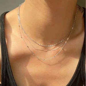 Cadena de Plata de Ley 925 Bañada en Oro de 14K SC, Collar Sencillo Básico de Plata, Cadena Cubana, Cadena <span class=keywords><strong>Chopin</strong></span>, Cadena Box O, Joyería al por Mayor 925 - Product Image 4