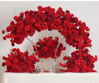 Bouquet de fleurs artificielles rouges en soie/plastique pour centres de table de mariage classiques, arrangement floral d'hortensias et d'orchidées pour événements