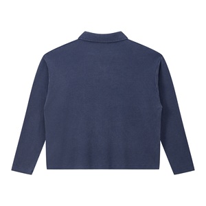 <span class=keywords><strong>Polo</strong></span> a Collo Alto Blu Navy Lavato, in Cotone di Alta Qualità, Vestibilità Ampia con Spalle Cadenti, Personalizzabile con Logo, <span class=keywords><strong>Felpa</strong></span> Sportiva alla Moda - Product Image 2