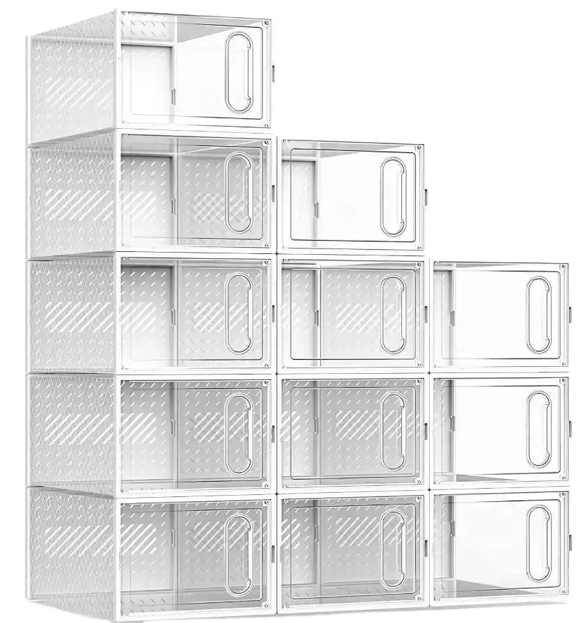 Grandes Organizadores De Sapato Caixas De Armazenamento para Armário 12 Pack Limpar Plástico Empilhável Sneaker Containers Bins