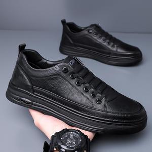 Baskets décontractées blanches pour hommes, à bout rond, à lacets, en matière synthétique respirante, chaussures de printemps - Product Image 3