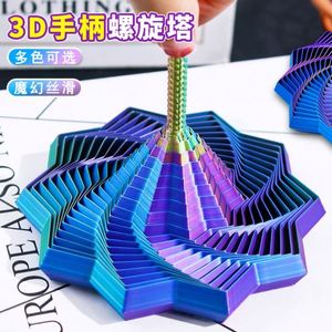 Décoration de bureau en gros : Étoile sensorielle 3D imprimée, spirale rotative avec poignée pour soulager le stress - Product Image 4
