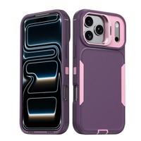 Coque de protection antichoc 3-en-1 avec support d'appareil photo pour iPhone 17 Air, 16 Plus, 15, 14, 13, 12 Pro Max