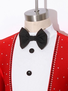 Robe de patinage pour filles, style smoking, avec nœud papillon en strass, jupe plissée, costumes de patinage artistique, tenue de scène, sur mesure - Product Image 3