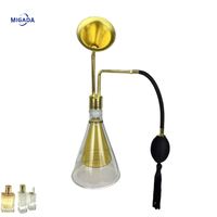 Botol Parfum Tester Aroma Terapi dengan Kepala Corong Kuningan Kaca Ganda, Pompa Panjang, dan Rumbai, untuk Menguji Aroma