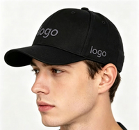 Zwarte logo geborduurde verstelbare baseballcap voor sport en casual wear