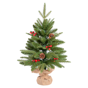 Mini sapin de Noël artificiel de bureau avec fruits rouges et pommes de pin pour décorations de Noël, décoration intérieure de la maison - Product Image 1