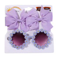 Ensemble Nœud Papillon et Pince à Cheveux à Pois pour Enfants, Lunettes de Soleil, Design Cartoon, Cadeau d'Été, Fait Main, Mode Mignonne, Bijoux Bébé 4455