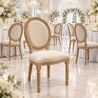 Chaise de salle à manger Louis en bois massif de style rétro français avec coussin en tissu, chaises pour événements de mariage en plein air, décoration pour hôtel, restaurant