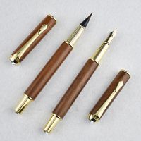GemFully Pluma De Caligrafia Pinceau individuel de calligraphie en bois de couleur naturelle avec cristal