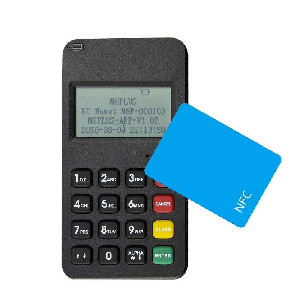 Prosesor Keamanan Terminal Mpos Kinerja Tinggi IC/NFC/MSR Mesin Keypad Mini Pos M6 PLUS