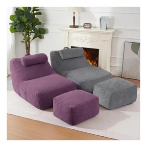 Fauteuil paresseux géant en mousse déchiquetée compressée sous vide, idéal pour salon et bureau, avec ottoman, vente en gros d'usine pour adultes - Product Image 1