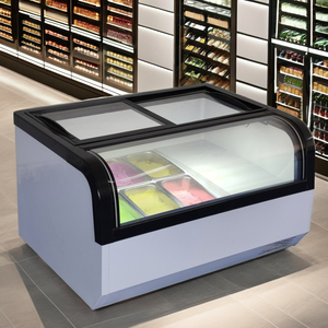 Tủ đông trưng bày kem thương mại với nắp kính trượt và ánh sáng bên trong cho cửa hàng - Product Image 5