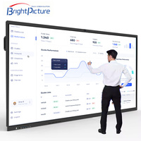 Tableau blanc interactif LCD 4K noir de 75 pouces, écran tactile IR 20 points, cadre métallique, caméra 48MP, Android/Windows, Intel I3, éducation