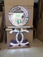 Ensemble de table et de miroir avec lumière LED, Offre Spéciale meubles en miroir avec LED de luxe en diamant