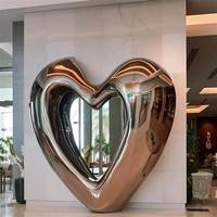 Vente en gros de grandes sculptures d'amour abstraites en forme de cœur en acier inoxydable forgé à la main