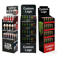 Étagère de présentation en carton ondulé à 4 niveaux personnalisée pour boissons, présentoir en carton pour boissons énergisantes pour la promotion en magasin