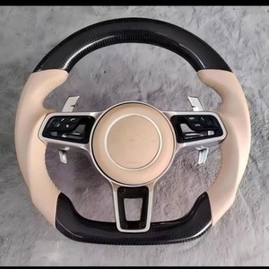 Volante Deportivo de Lujo en Fibra de Carbono y Cuero Rojo para <span class=keywords><strong>Porsche</strong></span> <span class=keywords><strong>911</strong></span> 718 <span class=keywords><strong>Carrera</strong></span> GT Macan Cayenne, Modificación Interior - Product Image 5