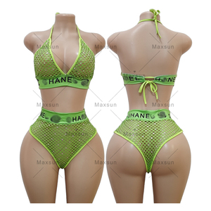 Maxsun Designer Dancer Outfits Exotic Dancewear Strass Nouveau Bikini Sans Bretelles Ensemble Avec Cravates Sexy <span class=keywords><strong>Exotique</strong></span> Sexy Femmes Vêtements De Danse - Product Image 4
