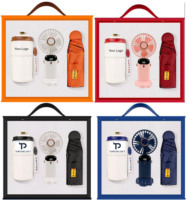 Set Hadiah Kipas Mini yang Dapat Disesuaikan untuk Acara Pembukaan Perusahaan, Souvenir Bisnis Kustom, Hadiah Karyawan, Set Cangkir Air dan Payung