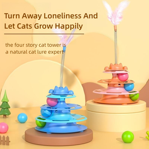ของเล่นแมว ไม้ล่อแมว จานหมุนสองinหนึ่ง <span class=keywords><strong>หอ</strong></span>คอยอวกาศสี่ชั้น ขัดเงาอย่างดี ไม่ทำร้ายอุ้งเท้าแมว - Product Image 5