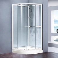 Cabina de Ducha Corredera de Vidrio para Baño, Puerta de Ducha Completa con Base y Panel Trasero de Acrílico Blanco