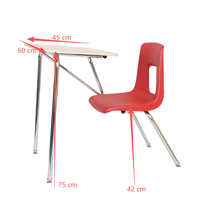 Chaise d'écolier avec tablette d'écriture, mobilier scolaire, chaise de classe, bureau d'étudiant, table d'écriture pour collège