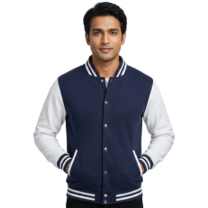 Veste de baseball en laine chenille vintage avec logo personnalisé, broderie, manches en cuir, motif varsity, à simple boutonnage, pour hommes - Product Image 1