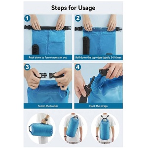 ถุงกันน้ำแบบแห้ง 5L 10L 20L 30L 40L  วัสดุ PVC โปร่งแสง ปิดแบบม้วน  ลอยน้ำได้ สายปรับได้ เหมาะสำหรับพายเรือคายัค ชายหาด ตั้งแคมป์ เดินป่า ตกปลา - Product Image 3