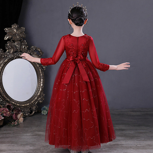 Wholesale Custom Princess Dress Girls Fluffy Tulle Long Sleeve Children Dress Performance Party Gown - Product Image 5