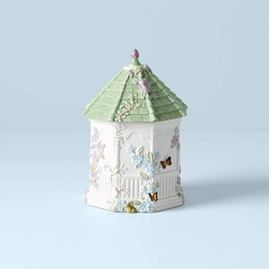 Lọ Đựng Bánh Quy Bằng Sứ Hình Tượng Vọng Lâu Hình Đồng Cỏ Bướm 10 Inch Hộp Đựng Thức Ăn Kem Màu Trắng - Product Image 6