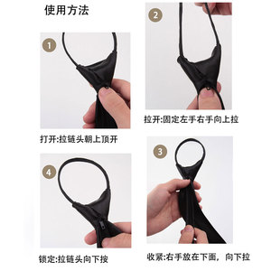 Corbata negra brillante con cremallera para hombre y mujer, corbata sin nudos para camisa y traje - Product Image 3