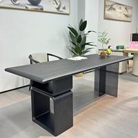 Table de salle à manger exécutive multifonctionnelle en bois massif, moderne, durable et simple, avec plateau rectangulaire en acrylique noir pour bureau domestique