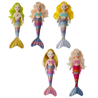 Offre Spéciale Série Fantaisie Poupée Sirène en Peluche Personnalisée Cheveux Blonds Bouclés Robe Tendance Paillettes Arc-en-ciel – Grande Taille pour Filles