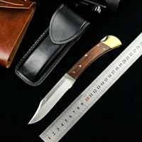 Couteau de poche tactique pliant 112 à lame pointue, manche en bois coloré, pour survie en extérieur, camping, chasse, outil EDC - Grande Vente